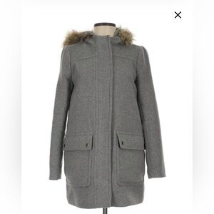 VGUC J Crew Gray Faux Fur Stadium Coat (16)